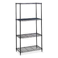 Safco Industrial Wire Shelving, Four-Shelf, 36w x 24d x 72h, Black (5288BL)