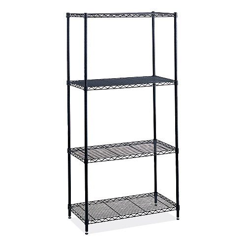 Safco Industrial Wire Shelving, Four-Shelf, 36w x 24d x 72h, Black (5288BL)