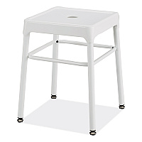 Safco Steel GuestBistro Stool, Backless, Supports Up to 250 lb, 18" Seat Height, White Seat, White Base (6604WH)