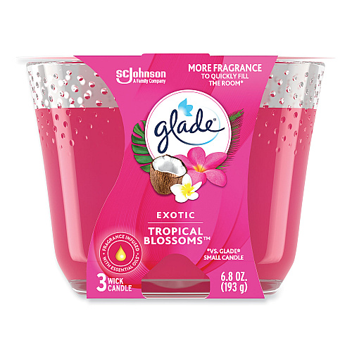 Exotic Tropical Blossoms Candle, 6.8 Oz, Glass, 3/carton