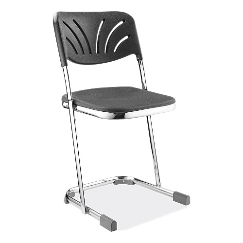 NPS 6600 Series Elephant Z-Stool With Backrest, Supports Up to 500 lb, 18" Seat Height, Black Seat, Black Back, Chrome Frame (6618B)