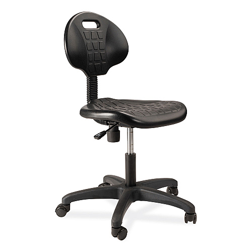 NPS 6700 Series Polyurethane Adj Height Task Chair, Supports 300 lb, 16" to 21" Seat Height, Black Seat, Black Back, Black Base (6716HB)