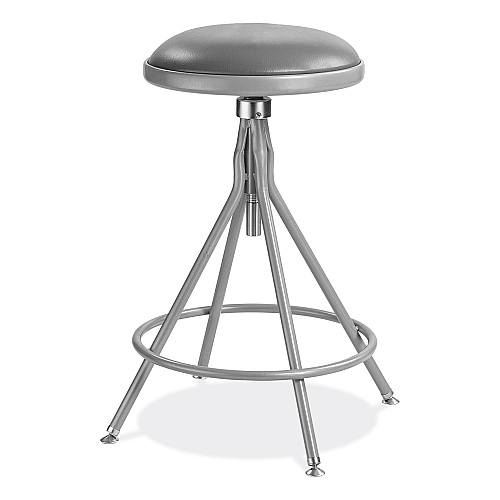 NPS 6500 Series Height Adjustable Heavy Duty Padded Swivel Stool, Supports Up to 500 lb, 24" to 30" Seat Height, Gray (6524H)