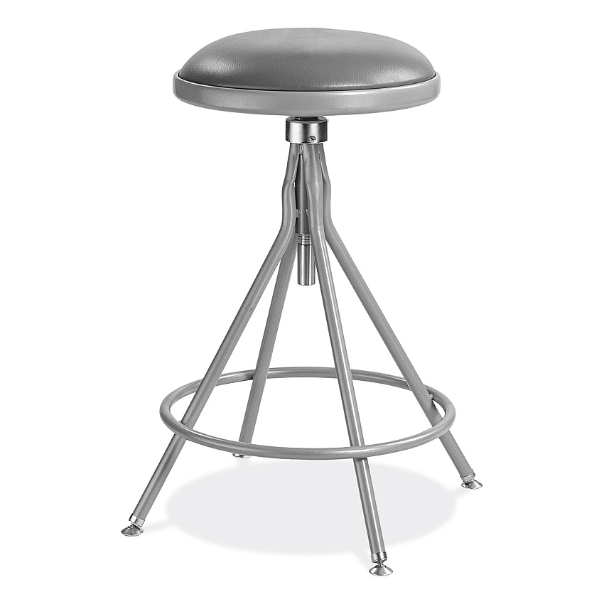 NPS 6500 Series Height Adjustable Heavy Duty Padded Swivel Stool, Supports Up to 500 lb, 24" to 30" Seat Height, Gray (6524H)