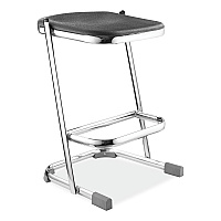 NPS 6600 Series Elephant Z-Stool, Backless, Supports Up to 500 lb, 24" Seat Height, Black Seat, Chrome Frame (6624)