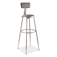 NPS 6400 Series Height Adjustable Heavy Duty Padded Stool with Backrest, Supports 300 Up to lb, 32" to 39" Seat Height, Gray (6430HB)