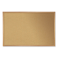 Ghent Natural Cork Bulletin Board with Frame, 144.5 x 48.5, Tan Surface, Oak Frame (WK412)