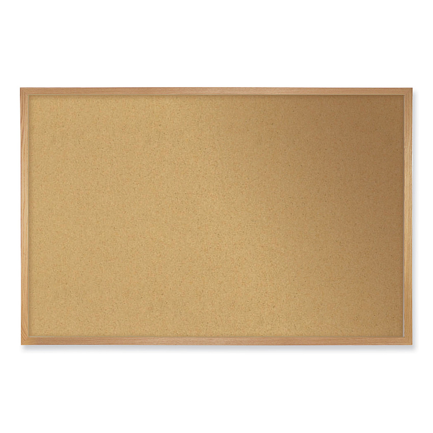 Ghent Natural Cork Bulletin Board with Frame, 144.5 x 48.5, Tan Surface, Oak Frame (WK412)