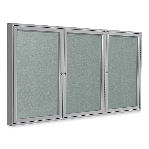 Ghent Enclosed Outdoor Bulletin Board, 72 x 36, Silver Surface, Satin Aluminum Frame (PA33672VX193)