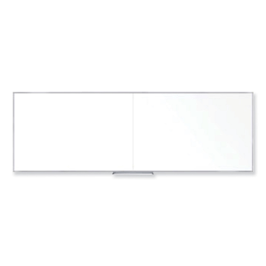 Ghent Non-Magnetic Whiteboard with Aluminum Frame, 144.63 x 48.47, White Surface, Satin Aluminum Frame (M24124)