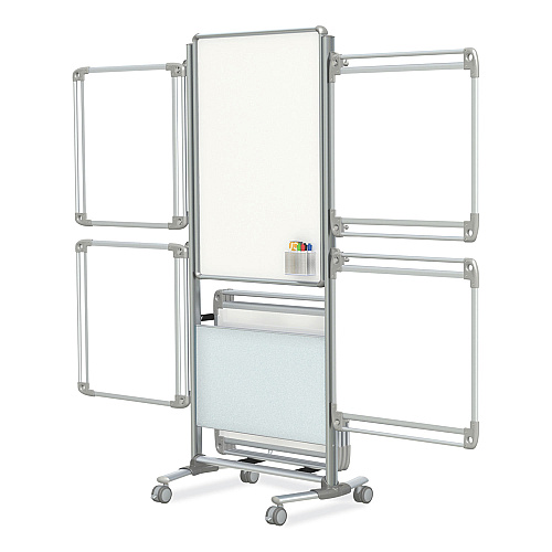 Ghent Nexus Easel Whiteboard, 32 x 76.13, White Surface, Satin Aluminum Frame (NEX204EP4FR)
