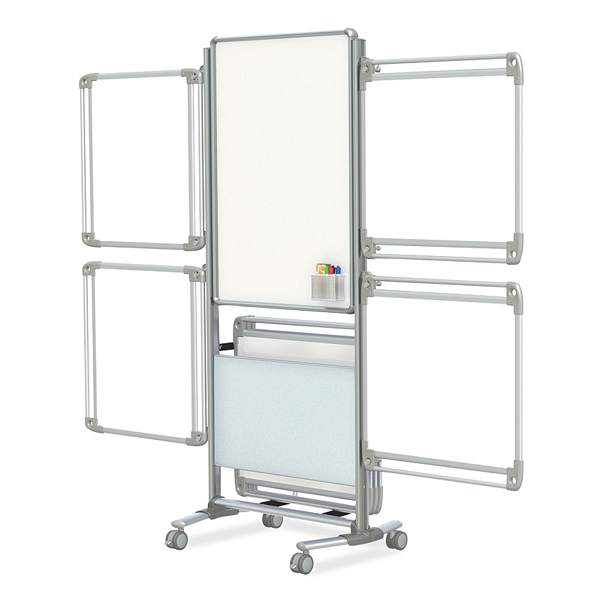 Ghent Nexus Easel Whiteboard, 32 x 76.13, White Surface, Satin Aluminum Frame (NEX204EP4FR)