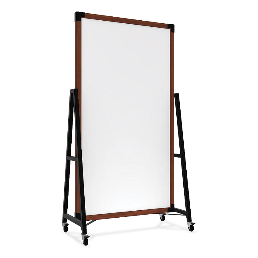Ghent Prest Mobile Magnetic Whiteboard, 40.5 x 73.75, White Surface, Caramel Oak Wood Frame (PRS6M7440BC)