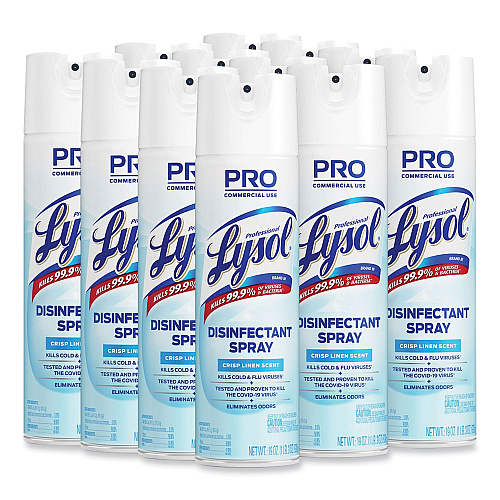 Lysol&reg; Pro Disinfectant Spray, Linen Scent, 19 oz., 12 Cans (74828CT)