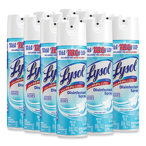 Lysol&reg; Disinfectant Spray, Crisp Linen, 19 oz. Aerosol, 12 Cans (79329CT)