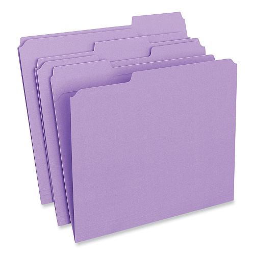 Universal Reinforced Top-Tab File Folders, 1/3-Cut Tabs: Assorted, Letter Size, 1" Expansion, Violet, 100/Box (UNV16165)