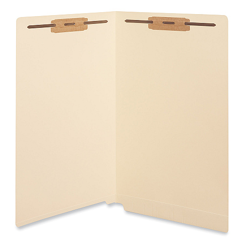 Universal Reinforced End Tab Fastener Folders, 0.75" Expansion, 2 Fasteners, Legal Size, Manila Exterior, 50/Box (UNV13220)