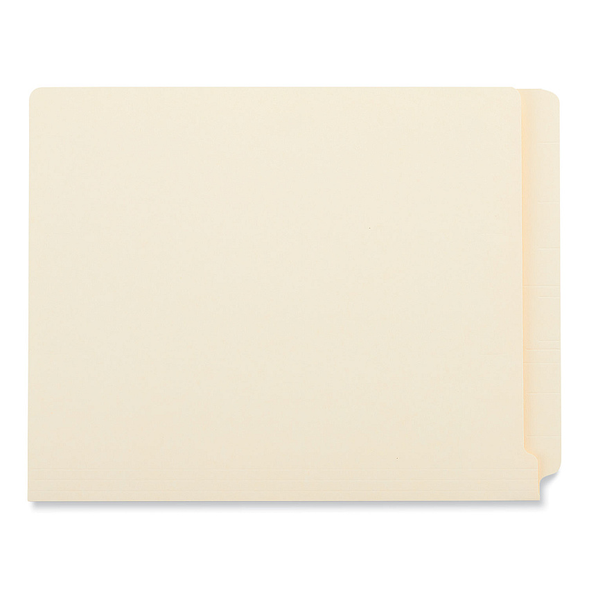 Universal Deluxe Reinforced End Tab Folders, 9" High Front, Straight Tabs, Letter Size, 0.75" Expansion, Manila, 100/Box (UNV13300)