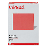 Universal Deluxe Bright Color Hanging File Folders, Letter Size, 1/5-Cut Tabs, Red, 25/Box (UNV14118)