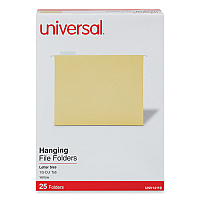 Universal Deluxe Bright Color Hanging File Folders, Letter Size, 1/5-Cut Tabs, Yellow, 25/Box (UNV14119)