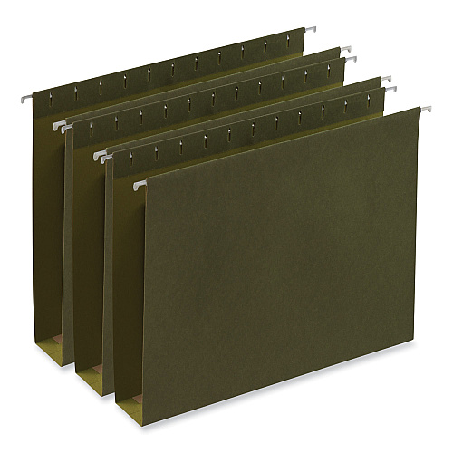 Universal Box Bottom Hanging File Folders, 2" Capacity, Letter Size, 1/5-Cut Tabs, Standard Green, 25/Box (UNV14142)