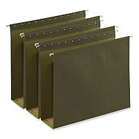 Universal Box Bottom Hanging File Folders, 3" Capacity, Letter Size, 1/5-Cut Tabs, Standard Green, 25/Box (UNV14143)