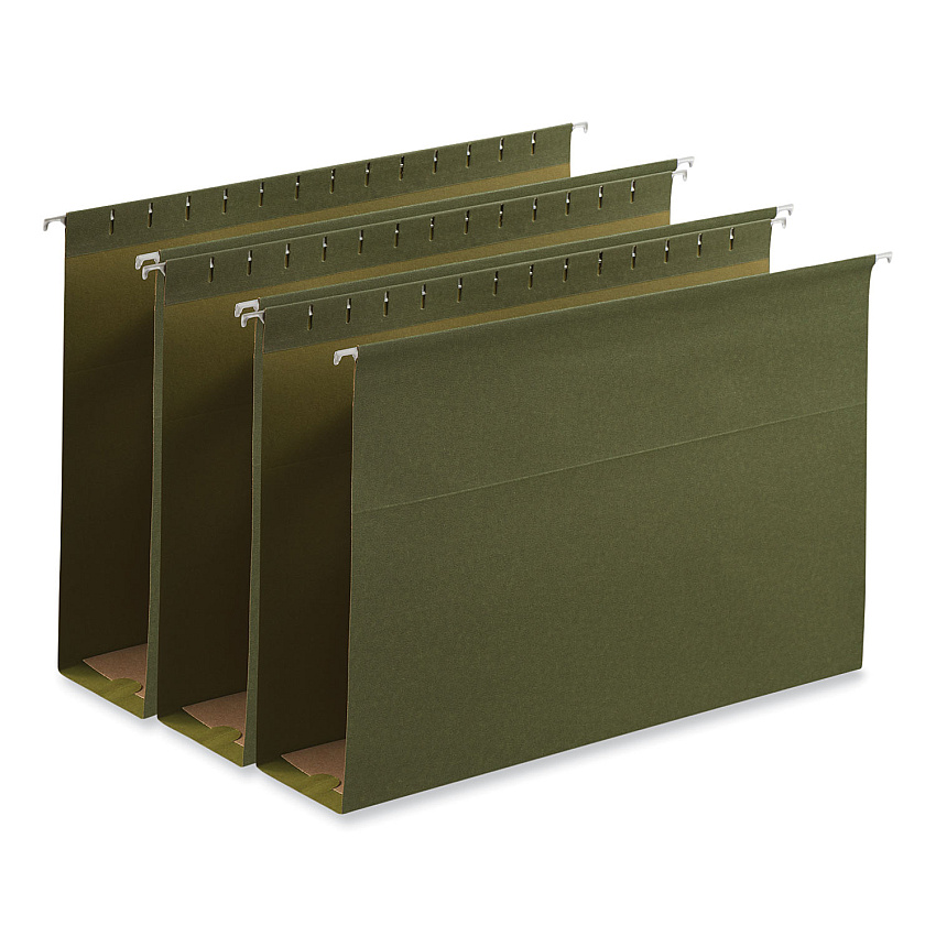 Universal Box Bottom Hanging File Folders, 3" Capacity, Legal Size, 1/5-Cut Tabs, Standard Green, 25/Box (UNV14153)