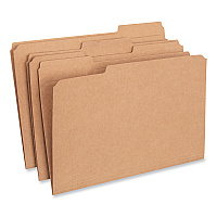 Universal Reinforced Kraft Top Tab File Folders, 1/3-Cut Tabs: Assorted, Legal Size, 0.75" Expansion, Brown, 100/Box (UNV16143)