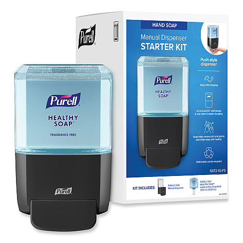 PURELL HEALTHY SOAP Gentle and Free Foam ES4 Starter Kit, 1,200 mL, Graphite (50721GFS)