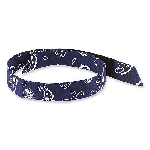 ergodyne Chill-Its 6705 Cooling Embedded Polymers Hook and Loop Bandana Headband, One Size Fits Most, Navy Western (12316)