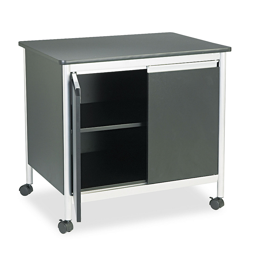 Safco Deluxe Steel Machine Stand, Metal, 3 Shelves, 32" x 24.5" x 30.25", Black (1872BL)