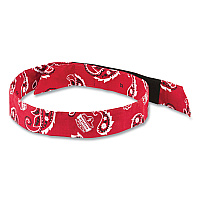 ergodyne Chill-Its 6705 Cooling Embedded Polymers Hook and Loop Bandana Headband, One Size Fits Most, Red Western (12315)