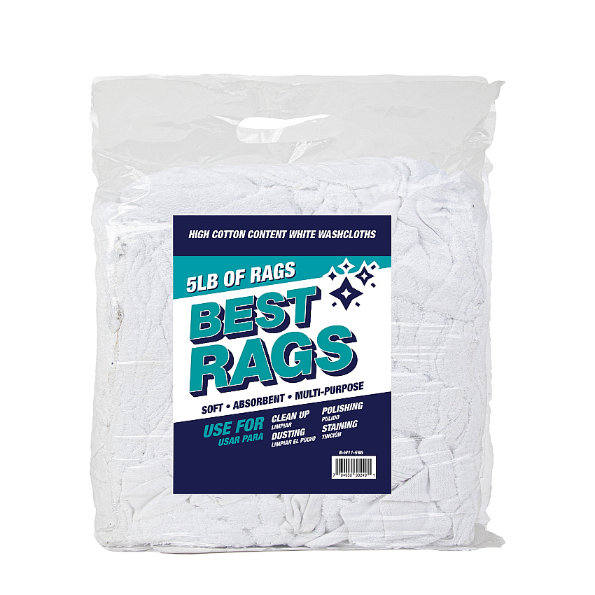 W11 Washcloth Size Terry Wipers White - 5lb Bag (N-W11-5BG)