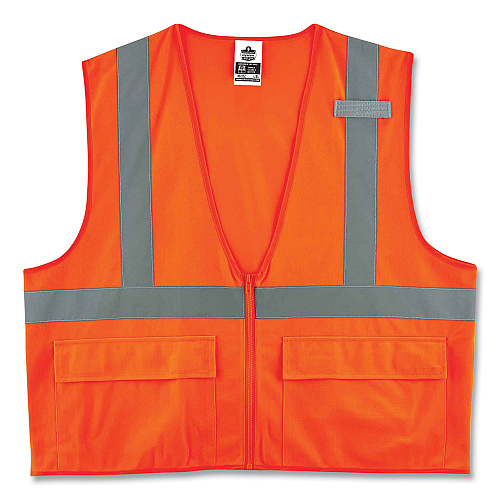 ergodyne GloWear 8225Z Class 2 Standard Solid Vest, Polyester, Orange, Small/Medium (21153)