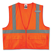 ergodyne GloWear 8225Z Class 2 Standard Solid Vest, Polyester, Orange, Large/-Large (21155)