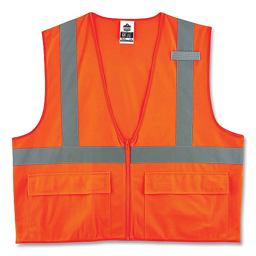 ergodyne GloWear 8225Z Class 2 Standard Solid Vest, Polyester, Orange, 4X-Large/5X-Large (21159)