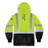 ergodyne GloWear 8373 Hi-Vis Class 3 Hooded Sweatshirt with Black Bottom, Polar Fleece, Lime, 4X-Large (21888)