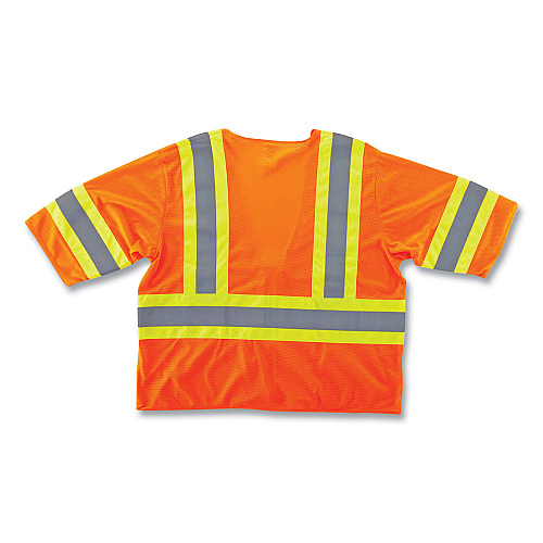 ergodyne GloWear 8330Z Class 3 Two-Tone Zipper Vest, Polyester, 4X-Large/5X-Large, Orange (22179)