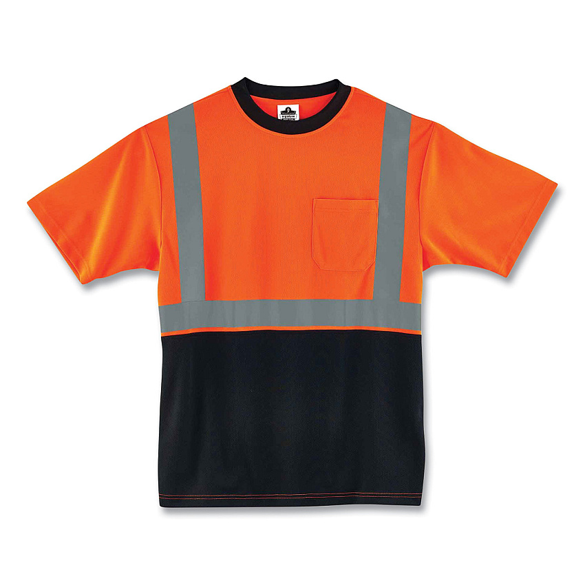 ergodyne GloWear 8289BK Class 2 Hi-Vis T-Shirt with Black Bottom, Medium, Orange (22513)