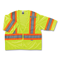 ergodyne GloWear 8330Z Class 3 Two-Tone Zipper Vest, Polyester, 4X-Large/5X-Large, Lime (22189)