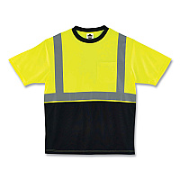 ergodyne GloWear 8289BK Class 2 Hi-Vis T-Shirt with Black Bottom, Medium, Lime (22503)