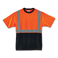 ergodyne GloWear 8289BK Class 2 Hi-Vis T-Shirt with Black Bottom, Large, Orange (22514)