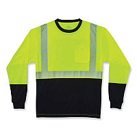 ergodyne GloWear 8281BK Class 2 Long Sleeve Shirt with Black Bottom, Polyester, 4X-Large, Lime (22638)