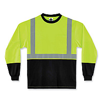 ergodyne GloWear 8291BK Type R Class 2 Black Front Long Sleeve T-Shirt, Polyester, 3X-Large, Lime (22707)