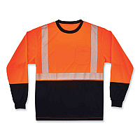 ergodyne GloWear 8281BK Class 2 Long Sleeve Shirt with Black Bottom, Polyester, 3X-Large, Orange (22687)