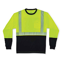 ergodyne GloWear 8281BK Class 2 Long Sleeve Shirt with Black Bottom, Polyester, 3X-Large, Lime (22637)
