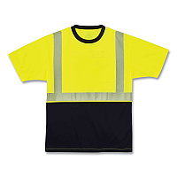 ergodyne GloWear 8280BK Class 2 Performance T-Shirt with Black Bottom, Polyester, 4X-Large, Lime (22538)