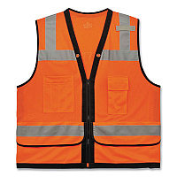 ergodyne GloWear 8253HDZ Class 2 Heavy-Duty Mesh Surveyors Vest, Polyester, Large/X-Large, Orange (23315)