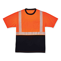 ergodyne GloWear 8280BK Class 2 Performance T-Shirt with Black Bottom, Polyester, Large, Orange (22584)