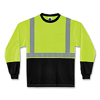 ergodyne GloWear 8291BK Type R Class 2 Black Front Long Sleeve T-Shirt, Polyester, Medium, Lime (22703)